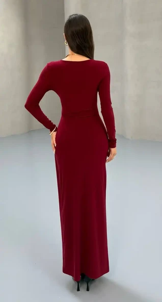 BELI TOKALI UZUN ELBISE - 3