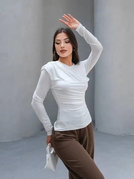 YANI BÜZGÜLÜ SANDY BLUZ - 4