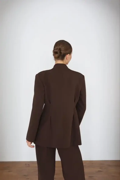 Kadın Siyah Blazer Ceket Pantolon Takım - 7
