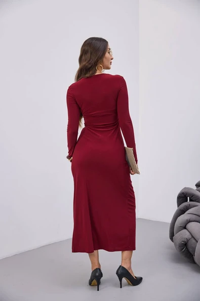 BELİ BÜZGÜLĞ TOKALI ELBİSE - 3