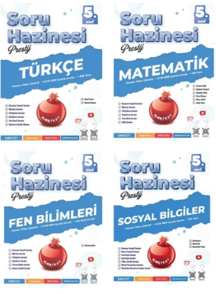 NARTEST YAYINLARI 5.SINIF PRESTİJ TÜRKÇE - MATEMATİK - FEN BİLİMLERİ - SOSYAL BİLGİLER SORU HAZİNESİ ürün görseli