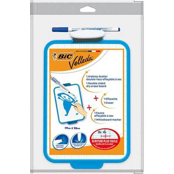 Supertrend Mini Beyaz Çift Taraflı Yazı Tahtası 17x24.5 Cm. Açık Mavi + Kalem + Silgi (841360) - 1