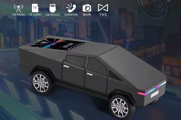 RT-1972 Tesla Cybertruck Araba Tasarımlı Bluetooth Hoparlör - TF Kart / USB / FM Destekli - 4