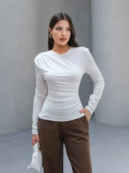 YANI BÜZGÜLÜ SANDY BLUZ - 6