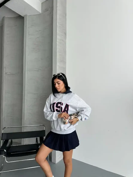 USA YAZILI KAPSONLU SWEAT - 2