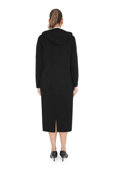 Kadın Büyük Beden Kapüşonlu Spor Midi Picasso Elbise - Resim 3