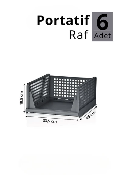 Mithra Life 6 lı Kayar Raf Organizer – Gri Dolap İçi Kıyafet, Aksesuar Düzenleyici MIT1264 - 2
