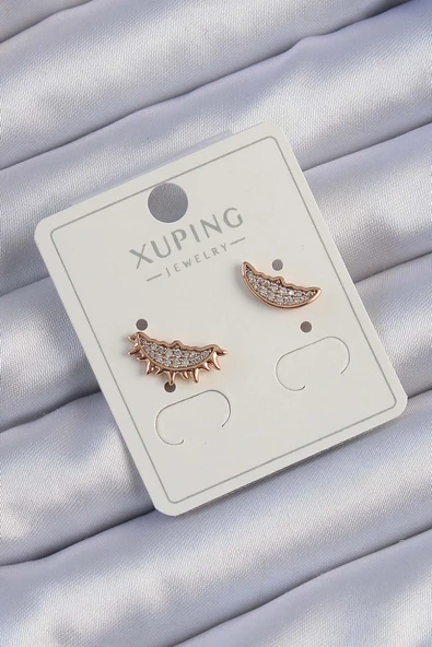 Xuping Rose Renk Zirkon Taşlı Ay ve Güneş Tasarımlı Küpe - TJ-BKP9429 ürün görseli