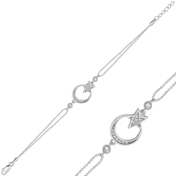 Supertrend Gümüş Ay Yıldız Bayan Bileklik ürün görseli 1