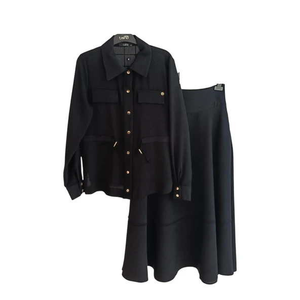 Kadın Bel Büzgü Detay Etekli Takım 25KT665 - Resim 2