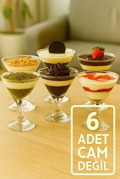 Huni Şeklinde Magnolia Tatlı Sunum Bardağı 6'lı Mika Dondurma Ve Puding Kasesi Akrilik Mika ürün görseli