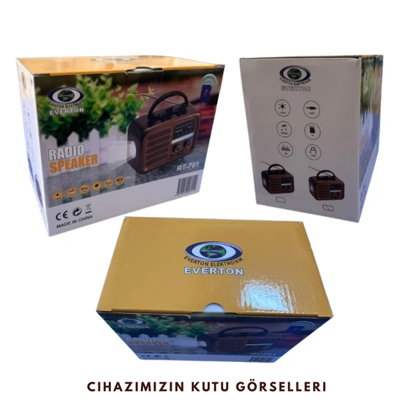 RT-701 Retro Radyo Bluetooth Hoparlör - USB/SD Kart Girişli, 3 Bant Radyo Alıcılı, Taşınabilir Şarjlı Nostaljik Radyo - Resim 5