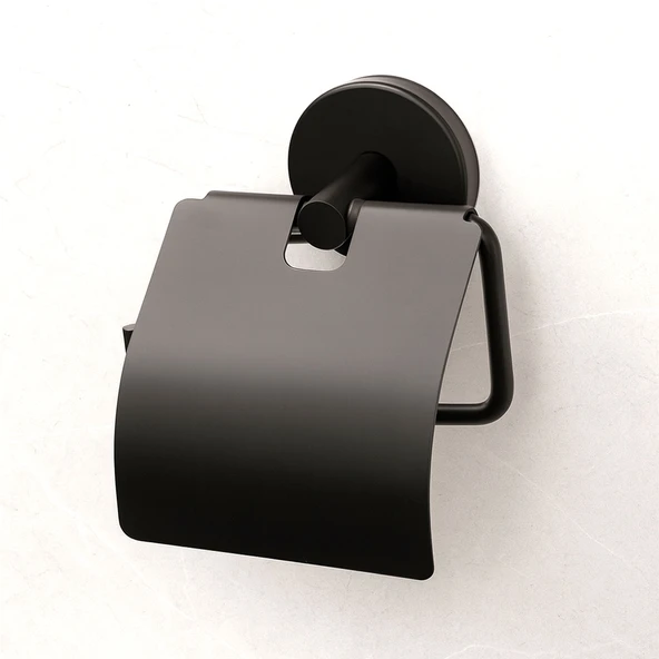 Siyah Kapaklı Metal WC Kağıtlık Duvar Tipi Paslanmaz Tuvalet Kağıt Aparatı Dayanıklı Banyo Aksesuarı - Resim 9
