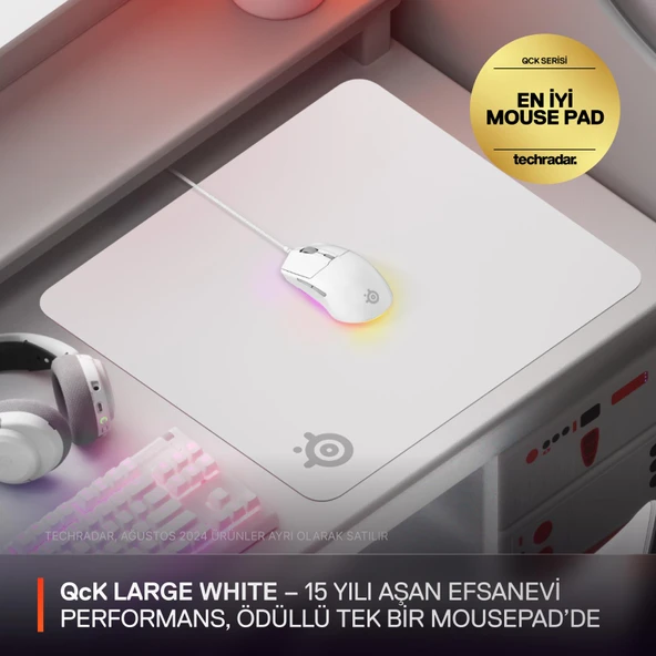 SteelSeries QcK Large Gaming Oyuncu Mouse Pad - Beyaz - Resim 2