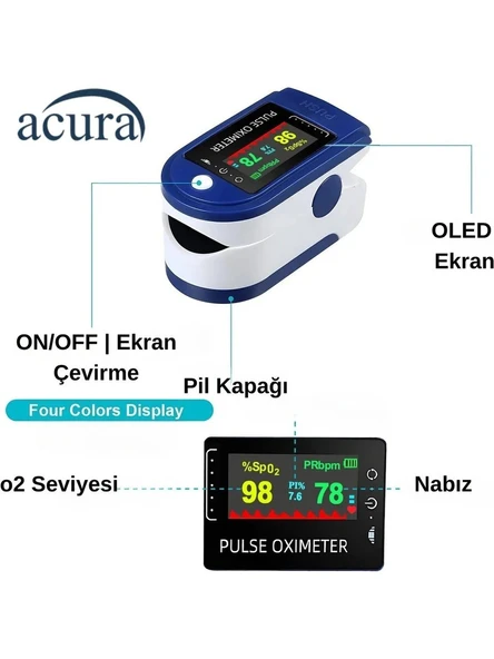 Acura Ac-60 Oksimetre OLED Ekranlı Nabız ve Oksijen Ölçer - 5