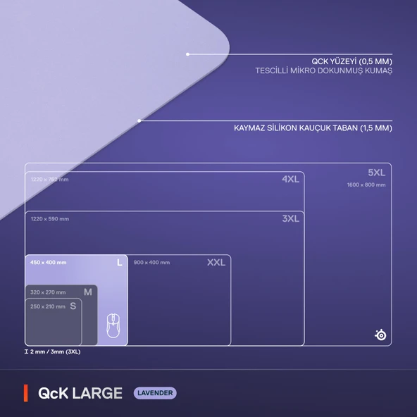 SteelSeries QcK Large Gaming Oyuncu Mouse Pad - Lila - Resim 5