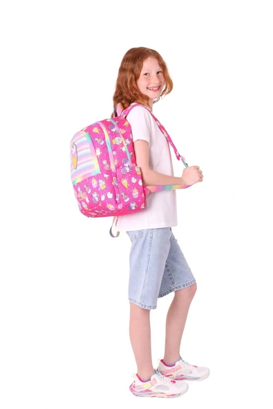 KAUKKO Üç Bölmeli Kız Çocuk İlkokul Sırt Çantası (L5227) - Pembe - Kauçuk Dondurma - 5