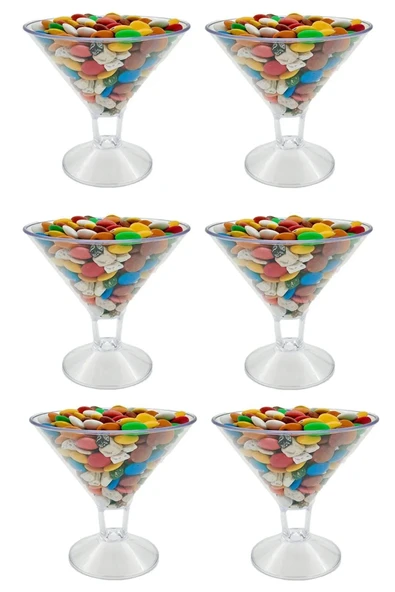 Huni Şeklinde Magnolia Tatlı Sunum Bardağı 12'lı Mika Dondurma Ve Puding Kasesi Akrilik Mika - Resim 3