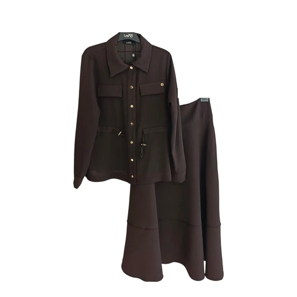 Kadın Bel Büzgü Detay Etekli Takım 25KT665 - Resim 3