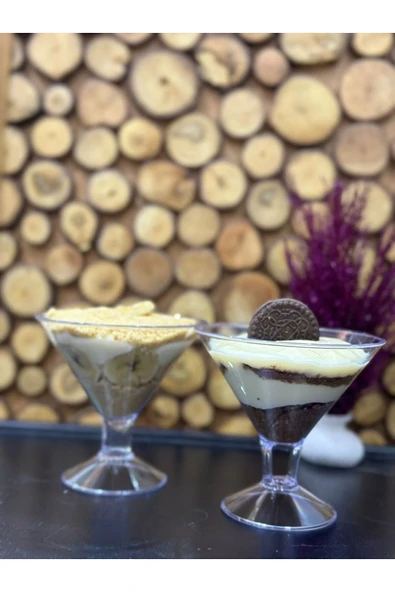 Huni Şeklinde Magnolia Tatlı Sunum Bardağı 12'lı Mika Dondurma Ve Puding Kasesi Akrilik Mika - Resim 2