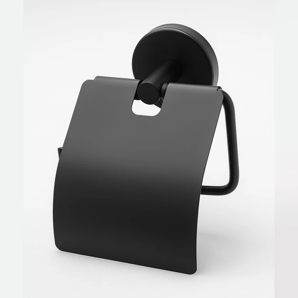 Siyah Kapaklı Metal WC Kağıtlık Duvar Tipi Paslanmaz Tuvalet Kağıt Aparatı Dayanıklı Banyo Aksesuarı ürün görseli