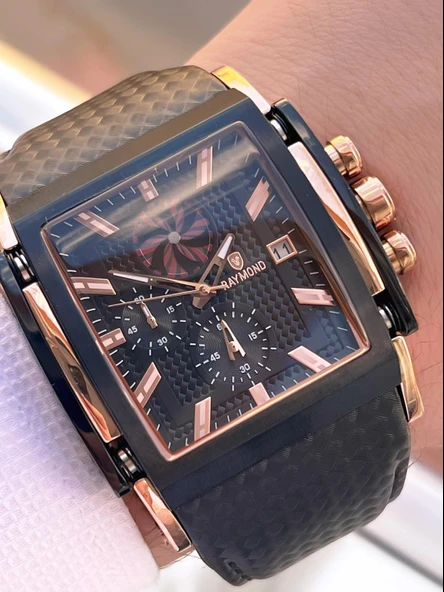 Raymond Nişan Ve Damatlara Özel Deri Kordon 2 Yıl Garantili 5 Atm Erkek Kol Saati+Bileklik RMD.54 - Resim 2