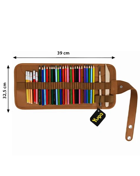 Yuga Suni Deri 36 Gözlü Rulo Kalemlik Taba - Resim 5