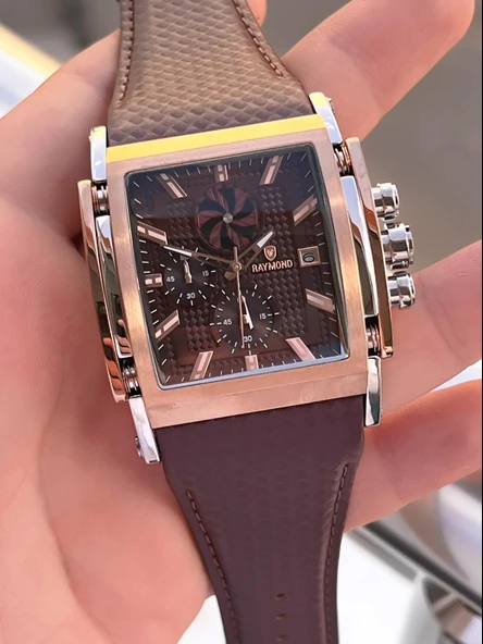 Raymond Nişan Ve Damatlara Özel Deri Kordon 2 Yıl Garantili 5 Atm Erkek Kol Saati+Bileklik RMD.53 - Resim 4