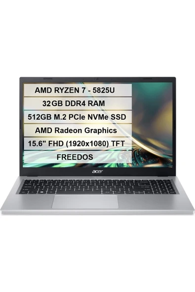 Acer Aspire Go 15 AG15-42P-R23G-2 R7-5825U 32GB DDR4 512GB SSD 15.6" FHD Dos - 1