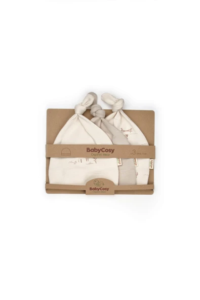 Bebek 3'lü Şapka %100 Organic Pamuk - Yenidoğan Serisi - CSY8192