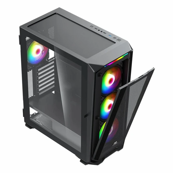 PowerBoost PB-P3720B 850W 80+ Bronz USB 3.2 ARGB eATX Mid Tower Siyah Kasa - Resim 6