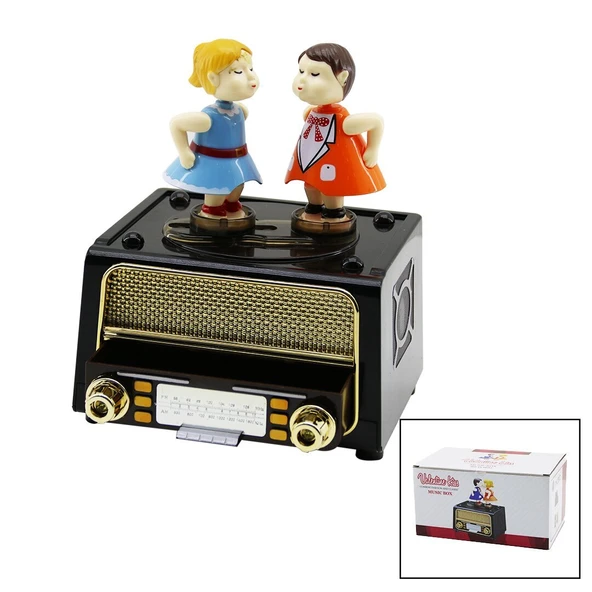 MÜZİKLİ  DEKORATİF  NOSTALJİK RADYO - DANS EDEN ÇOCUKLAR - TAKI KUTUSU (5250)