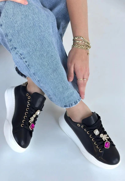 Gane Siyah Cilt Bağcıklı Spor Ayakkabı ürün görseli