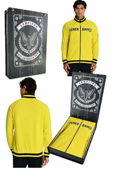 Fenerbahçe Sarı Tribün Lazer Kutulu Arma Detay Erkek Sweatshirt