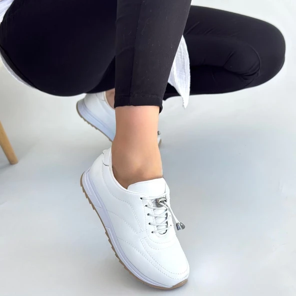 Finna Beyaz Cilt Bağcıklı Spor Ayakkabı - Resim 8