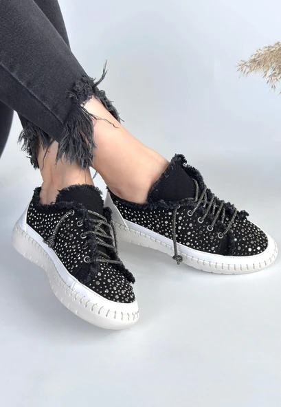 Guji Siyah Kot Bağcıklı Spor Ayakkabı - Resim 3