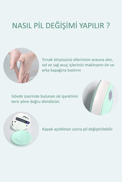 6 Başlıklı Pilli Tırnak Törpüsü ( Bebekler Kullanılabilir ) (5250) - 4