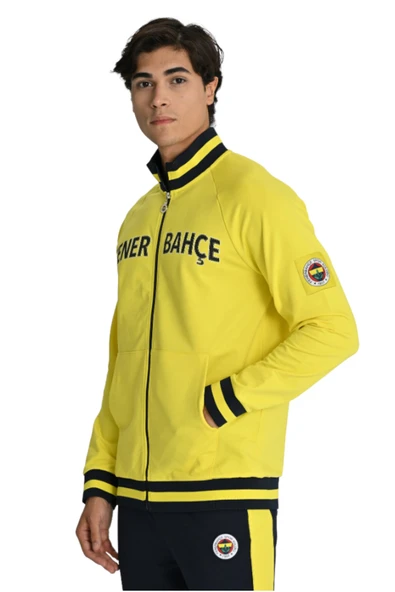 Fenerbahçe Sarı Tribün UV Baskılı Arma Detay Erkek Sweatshirt - 4