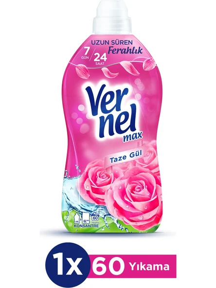 Vernel Max Konsantre Yumuşatıcısı Taze Gül 1440ml