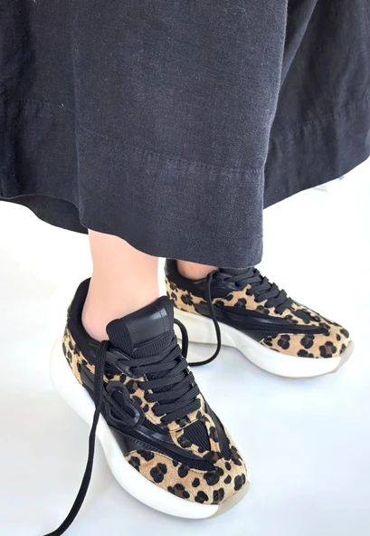 Mark Leopar Süet Bağcıklı Spor Ayakkabı - Resim 2