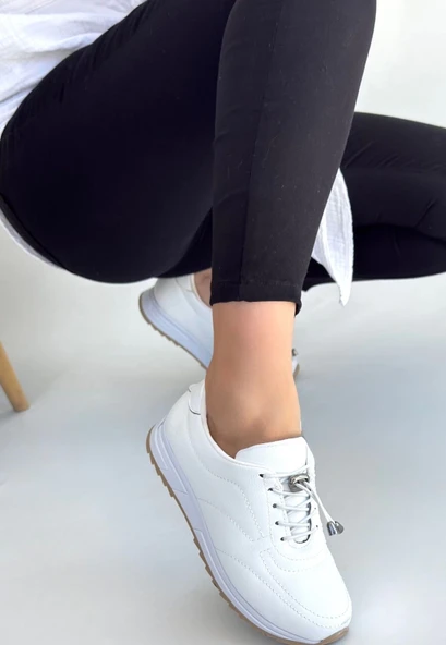 Finna Beyaz Cilt Bağcıklı Spor Ayakkabı - Resim 6