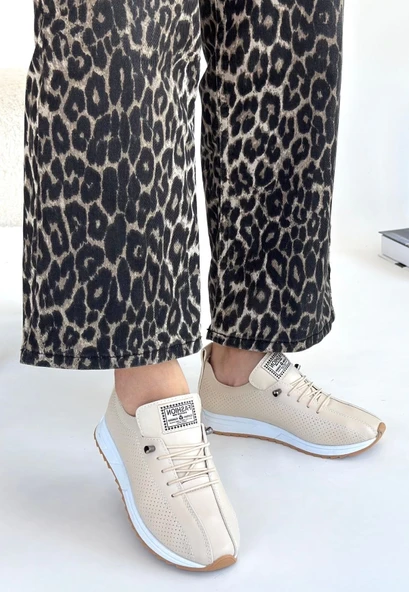 Fiert Bej Cilt Bağcıklı Spor Ayakkabı - Resim 3