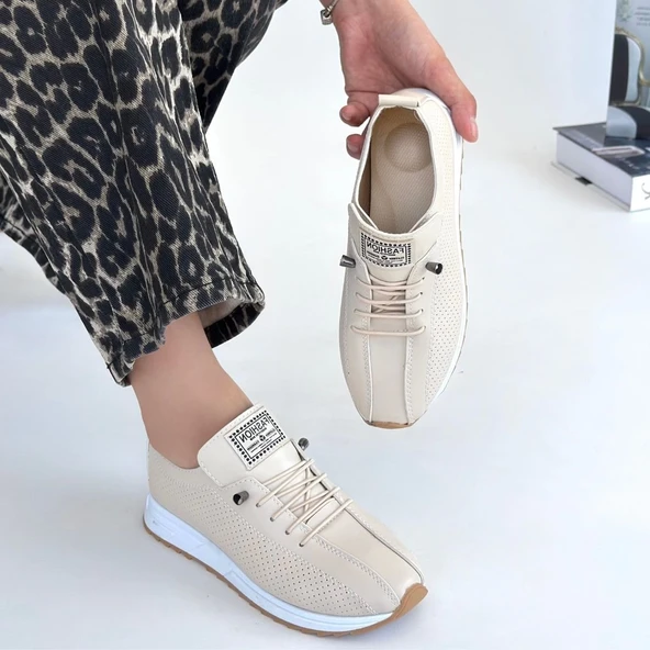 Fiert Bej Cilt Bağcıklı Spor Ayakkabı - Resim 4