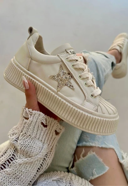 Piata Bej Cilt Bej Tabanlı Bağcıklı Spor Ayakkabı - Resim 11