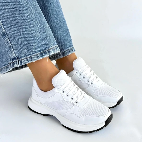 Slar Beyaz Cilt Bağcıklı Spor Ayakkabı - Resim 4