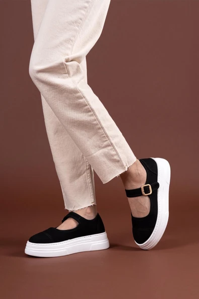 Lunni Siyah Keten Spor Ayakkabı - Resim 4