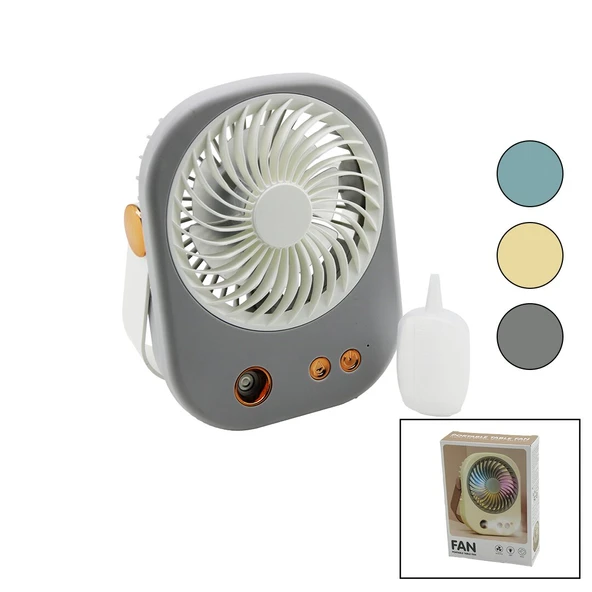 SU SPREYLİ USB MİNİ FAN 15.5X12CM MASA ÜSTÜ USB ŞARJLI 2İN1 KULP=TAŞIMA - DURUŞ 3 KADEME HIZ BJJ-566 (5250)