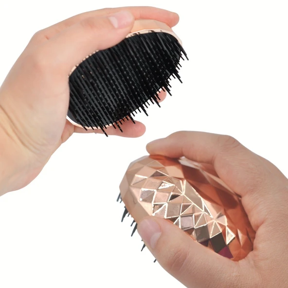 Rose Gold Saç Düzleştirici Tarak Geniş Aralıklı Her Saç Tipine Uygun Fırçalı Saç Düzleştirici (5250) - 4