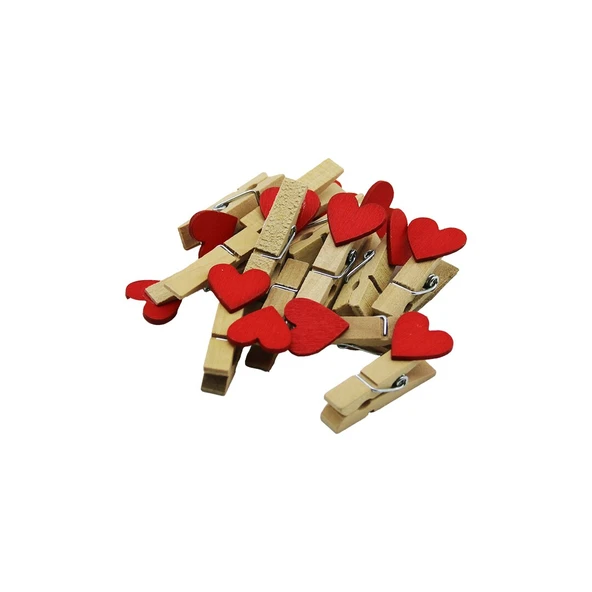 144 ADET MİNİ KALPLİ AHŞAP  FOTOĞRAF - SÜS - SUNUM MANDALI  (5250)