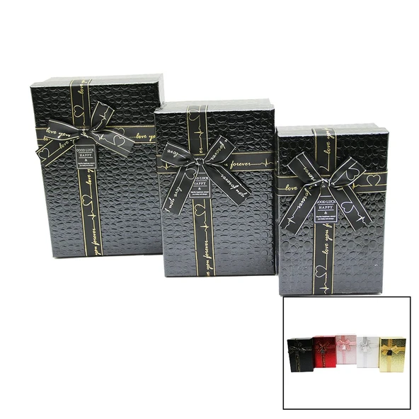 3 LÜ DİKDÖRTGEN DERİ DESENLİ HEDİYE KUTUSU (5250)